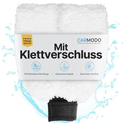 CARMODO Autowaschhandschuh aus extrem weicher Mikrofaser - Ultra saugstark - entfernt jeden Schmutz mühelos - Waschhandschuh Auto - Mikrofaser Handschuh, Wash Mitt, Auto Handschuh