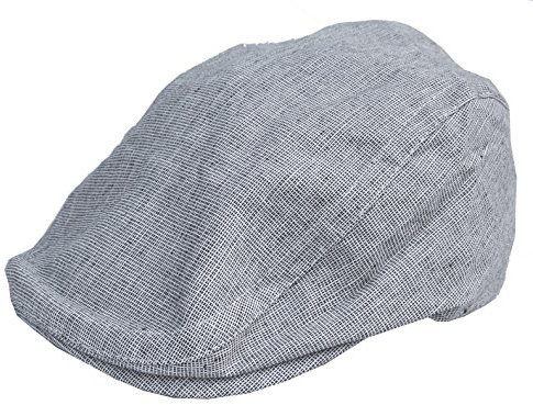 Cool4 Jungen Kinder Sommer Leinen Flatcap Schiebermütze Baumgart Gatsby Cap Mütze A14 (Offwhite-Schwarz)