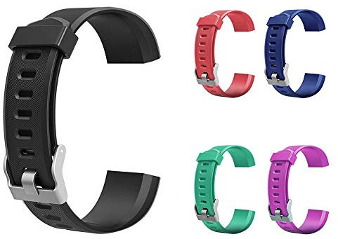 Junerain 5-teiliges Uhrenarmband, buntes Armband-Ersatzzubehör for ID115Plus HR Smart Watch, weiches Ersatz-Silikon-Sport-Schnellverschluss-Armband