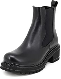 QUEEN HELENA Stivaletti Chelsea Boots con Tacco Stivali Bassi Senza Chiusura con Plateau Casual Invernali Donna X27-104 (X27-104 Nero, Numeric_38)