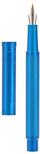 Hongdian 1851 Sky Blue Forest Fountain Pen Blade Nib Classic Design Calligraphy Pen with Converter and Metal Pen Case Set