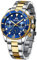 MEGALITH Herrenuhr 40mm Chronograph Quarz Armbanduhr Herren Edelstahl Wasserdicht Uhren Datum Leuchtende, Mode Geschenk für Männer - Gold Blau