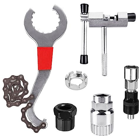 Fahrrad Werkzeug Set, 6-in-1 Fahrrad Kettennieter Fahrrad Crank Kettenachse Extractor Removal Repair Tool Kit Fahrrad Crank Tretlager Werkzeug Entfernen Extractor Fahrrad Reparatur Set