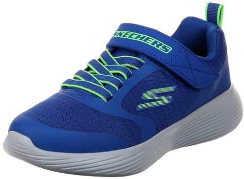 Skechers Jungen Go Run 400 V2 Goltran Sneaker, Blaue Textil-Synthetik-Limettenbesatz, 10 UK Child