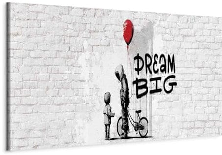 murando - Leinwand Bilder Banksy 120x40 cm Vlies Leinwandbild 1 tlg Kunstdruck modern Wandbilder Groß XXL Wohnzimmer Wanddekoration Design Wandbild Streetart-Kunst Graffiti Dream Big m-B-10012-b-a