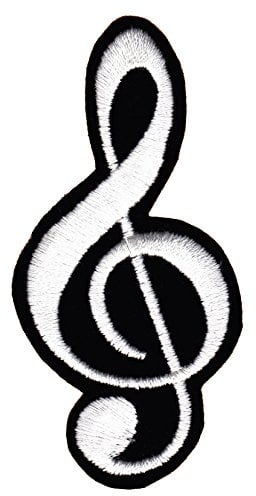 Notenschlüssel Gestickt Aufnäher zum aufbügeln oder aufnähen Bügelbild Aufbügler für Kleidung gestickter Bügelpatch Applikation Musik Patch Größe 4,7 x 10 cm