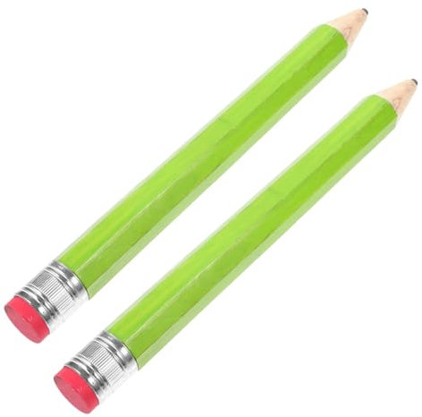 HOODANCOS 2St großer Holzbleistift lange Stifte riesige Bleistiftstütze Farbe für Bleistifte zeichnen Buntstifte Grün Jumbo Bleistift schreiben Kunststift Riese Spender Stroh Bambus