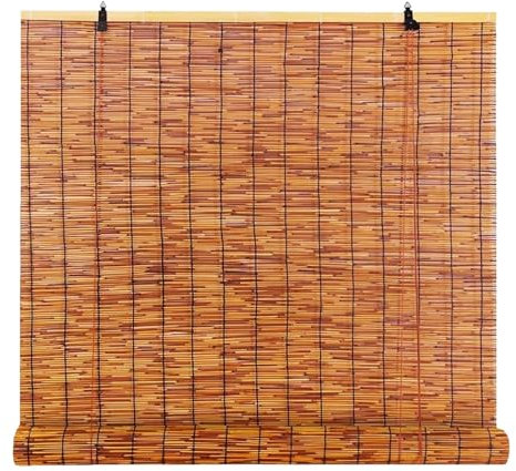 Outdoor Roller Blinds Translucent Bamboo Shades Partition Privacy Patio Roll Up Window Shades Cordless Bamboo Roman Blinds for Door Balcony Kitchen 80cm 140cm 160cm Wide (Color : Wide 130cm, Size :
