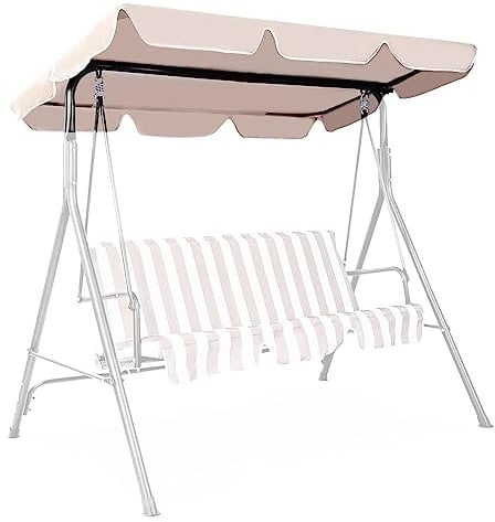 KOMFOTTEU Techo de Repuesto de Columpio para Jardín Universal, Cubierta de Reemplazo Impermeable, Toldo Funda para Balancín con Protección Solar (Beige, 190 x 132 cm)