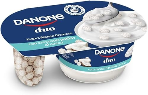 Danone Duo, Yogurt Bianco Cremoso con Croccanti Palline al Cocco - 1 Confezione da 98 g