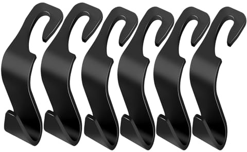 6 Stücke Auto Lagerung Haken, Auto Kopfstützen Haken Universal Kunststoff Haken Innenraum Autositz Rückenlehnen Haken für Kleiderbügel Handtaschenhalter Taschenhaken, Schwarz