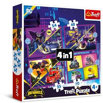 Trefl - Batwheels, Lerne Batwheels kennen - Puzzle 4in1, 4 Motive, 12 bis 24 Teile - Unterschiedlicher Schwierigkeitsgrad, Spiel für Kinder ab 4 Jahren