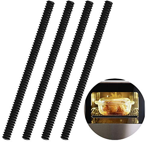 Oven Rack Covers, Silicone Oven Shelf Guard Heat Resistant, Shelf Edge Guards Safety Cover Liner, Child Safety Protection Guard, Protect Against Burns and Scars, 4 PCS (Black)