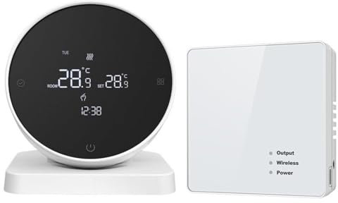 Genérico Termostato Inteligente RF433 termostato inalámbrico conexión WiFi fácil configuración con función de Control Remoto App para Tuya