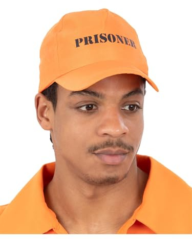 Smiffys Orange Prisoner Cap, Cops & Robbers Fancy Dress, Demon Dress Up Hats