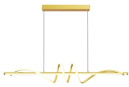 Zihoi Moderne LED Esstisch Pendelleuchte, 3000K/4000K/6000K 10%–100% Farbtemperatur Lampe Hängend, Dimmbar mit Fernbedienung Hängelampe für Küche, Wohnzimmer, Esszimmer, Schlafzimmer- Golden 120CM