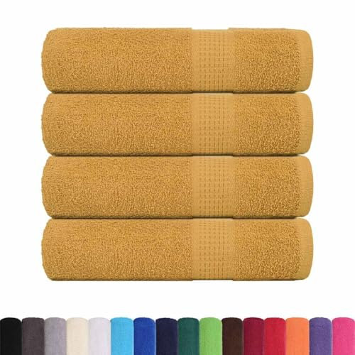 vidaXL Handtücher FROGN 4 STK. Golden 50x100 cm 360 g/m² 100% Baumwolle, Badetuch, Gesichtshandtuch, Gästetuch, Gesichtstuch, Badetuch-Set, Hotelhandtuch