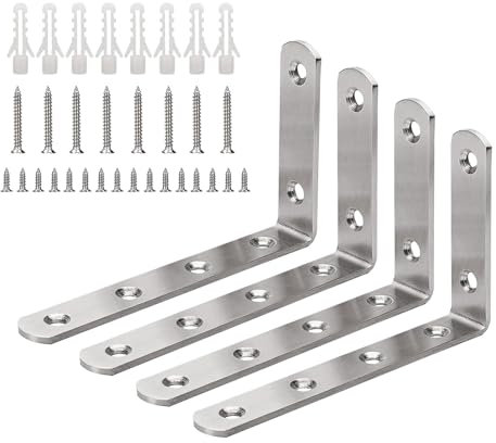 Winkelverbinder, 4 Paare Möbel Wandanker, Möbel Kippsicherung, Winkel Klammern, 125 X 75 X 3 mm, Möbelwinkel für Möbel Tabelle Stuhl Bücherregal Schrank Regal Kommode Wandbefestigung Anbau