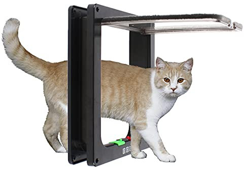 Qussse Puerta para gatos, 22 x 20 cm, microchip para gatos, perros pequeños u otras mascotas