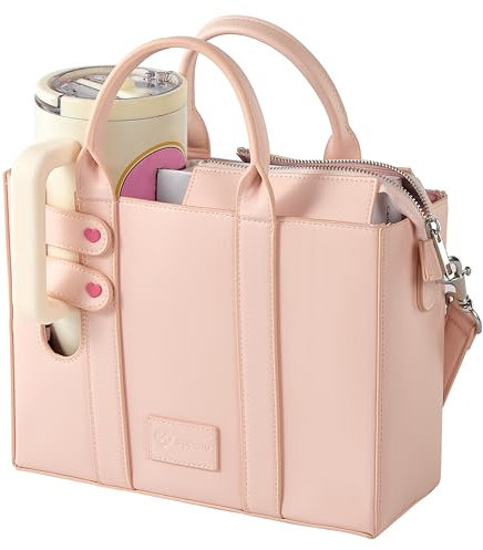 SipCarry Tote bag for stanley cup purse Stanley bag for tumbler holder Stanley totes with strap Purse cup holder bags, Pink, M
