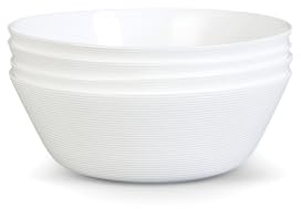 LaGlint Set di 4 Ciotole per Zuppa 1120ml, Vetro Opale 19,05cm Bianche - Adatte a Ramen, Pasta, Insalata, Frutta, Lavastoviglie e Microonde