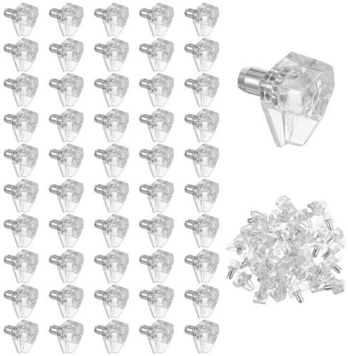 Regalbodenträger, 50 Stück Bodenträger 5mm Einlegeboden Halter Transparent Glasbodenträger Kunststoff Regalbodenhalter Einlegeböden Halterung für Bücherregale Möbel Schränke