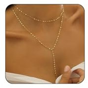 Zernblend Collier Ras de Cou Y en Or 14 Carats, Bijoux, Chaîne, Collier pour Femmes