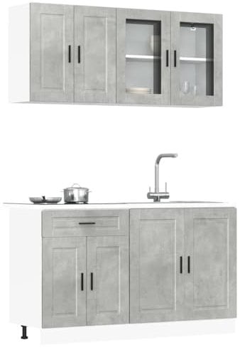 Emmtore Mueble Cocina Kalmar Gris hormigón 4 pzas Madera contrachapada