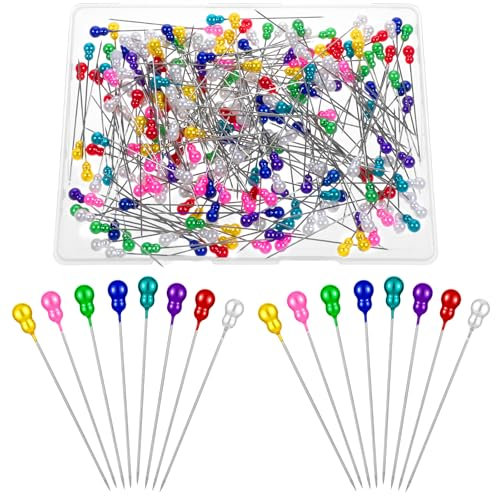 Bunte Stecknadeln mit Kopf 240 Stück 55mm Edelstahl Abstecknadeln Stecknadel Nähen Zubehör Edelstahl Stecknadeln für Blumensträuße Stoffe Nähen Schneidern Näharbeiten