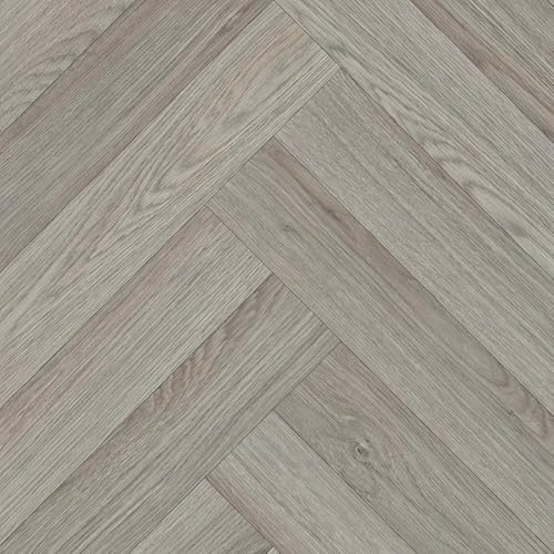 Grey Wood Effect Herringbone Vinyl Flooring For Kitchen, Bathroom, LivingRoom, 4.50mm Thick Vinyl Sheet, 5 Year Warranty, Suitable for underfloor heating-4 X 4 mt