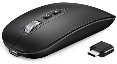 PINKCAT USB C Wireless Mouse, Rechargeable Dual-Mode Mouse(Type-c and Bluetooth), Silent Bluetooth Mice for MacBook Air/Pro, Slim Portable Travel Mice for iPad Mac Laptop PC Computer
