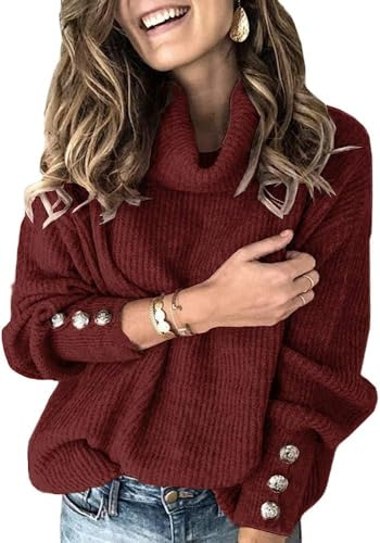 Wenrine Pull Oversize en Maille à col roulé et Manches Longues pour Femme | Pull chaud et ample en maille à col roulé et manches longues pour femme