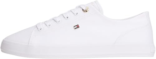 Tommy Hilfiger Damen Canvas Sneaker Foxing zum Schnüren, Weiß (White), 41