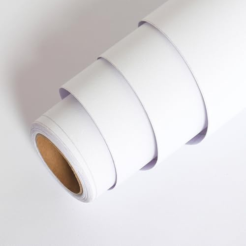 LACHEERY Papier Peint Adhesif Mural Blanc Mat Tapisserie Autocollante Murale Chambre 60cm x 800cm Papier Peint Autocollant Mur Vinyle Lavable Film Rouleau Adhesif pour Meuble Cuisine Salon Armoire