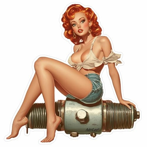 AdriLeo - Aufkleber – Pin Up Girl Garage – L – Large – 16x16cm Deko Autoaufkleber Sticker Laptop
