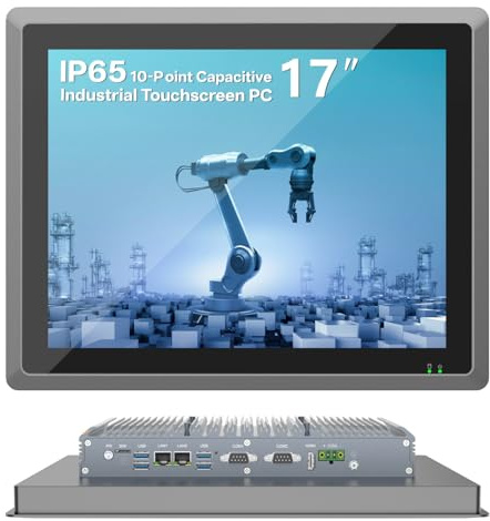 NORQIN 17-Zoll Lüftungsloser Industrie-Panel-PC,IP65-All-in-One-Computer | Ohne Betriebssystem,10-Punkt-Kapazitiver Touchscreen,Industrie-Embedded-Panel,USB LAN HDMI COM for PLC/CNC(i5-1235U,0G+0G)