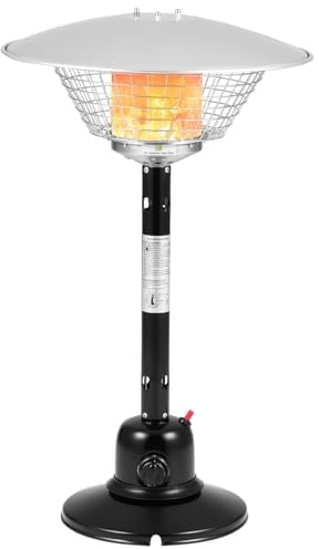 GYMAX tragbarer Outdoor-Tischheizer, Standheizstrahler für den Außenbereich mit Umkipp- und Überhitzungsschutz, 2 Leistungseinstellungen, 2000/3200 W, Heizpilz Terrasse elektrisch (Schwarz)