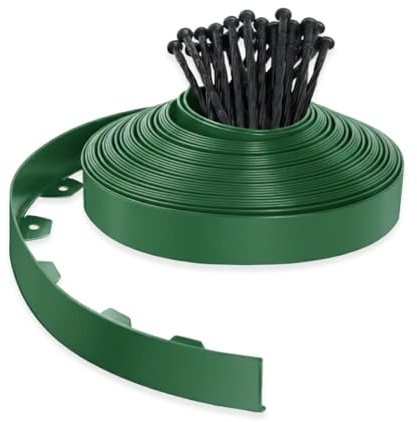 PLANTAWA Borde para Césped Artificial Verde 10m, 30 piquetas | Delimitación y Fijación del Perímetro, Contención de Materiales y Acabado Profesional | Flexible, Discreto y Resistente para Jardín
