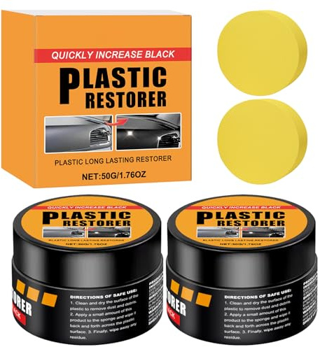 Vkwcck Crème Réparatrice pour Voiture avec Éponge 50g*2 | Pâte de Nettoyage Intérieur Voiture, Interior Cleaning Paste pour Cuir, Plastique, Tableau de Bord et Sièges