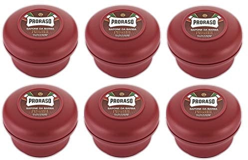 Proraso 6 er Pack Proraso Red Rasierseife Nourish - Proraso Shaving Soap Nourish Tiegel 150ml