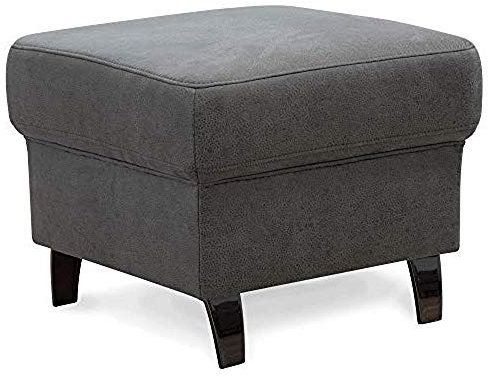 Cavadore Hocker Ammerland, Polsterhocker, Fußbank für Wohnzimmer passend zur Wohnlandschaft Ammerland, 58 x 48 x 58, lederoptik anthrazit