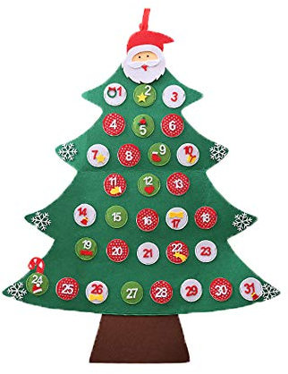 G-Tree-Weihnachtsbaum-Adventskalender Filz, 31 Tage Wandbehang Kalender Weihnachtsdekorationen, 31 x 38 Zoll
