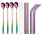 GRÄWE Lot de 14 pailles colorées en acier inoxydable