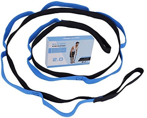 MengH-SHOP Fitness-Yoga-Gurte Flexibility Gymnastik-Gurt mit 10 Schlaufen Multifunktionaler Fitnessbänder Geeignet für Yoga,Tanzen, Ballett & Training mit Übungsanleitung Blau 200cm
