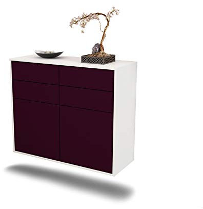 Dekati Sideboard Grand Rapids hängend (92x77x35cm) Korpus Weiss matt - Front Lila - Push to Open