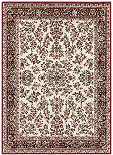 Hanse Home Design Kurzflor Wohnzimmerteppich Orient - Zabul Perser Look, Orientalischer Teppich für Esszimmer, Wohnzimmer, Schlafzimmer - Creme/Rot, 160x220 cm