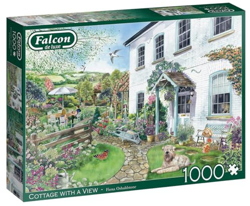 Jumbo 11326 Cottage with a View Falcon de Luxe Katze Puzzle, Mehrfarbig
