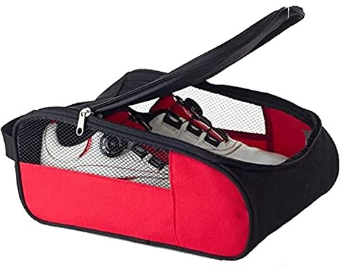 CENPEK Golfschuhtasche, Golfschuhtaschen für Herren/Damen, Outdoor-Tragetaschen mit Reißverschluss und Belüftung, Sportschuhtasche, Reiseschuhtaschen (rot und schwarz)