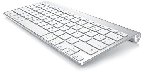 CSL - Bluetooth Tastatur kompatibel mit Mac Layout - Kabelloses Keyboard - Multimediatasten - QWERTZ-Layout - kompatibel mit iOS Android Windows - für PC Notebook Smartphone Tablet - Silber
