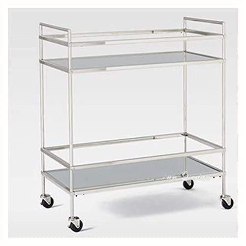 Barwagen, Servierwagen, Metall Wohnmöbel für Küche, Esszimmer, fahrbarer Hausbarwagen Küchenwagen mit Aufbewahrung (Silber)